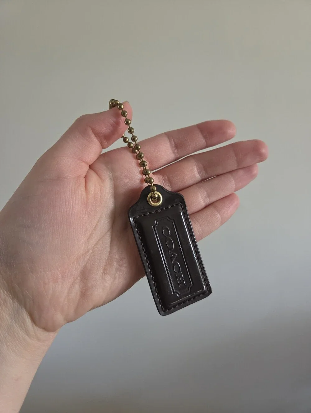 Coach Dark Brown Patent Leather Handbag Hangtag Charm Fob Chocolate